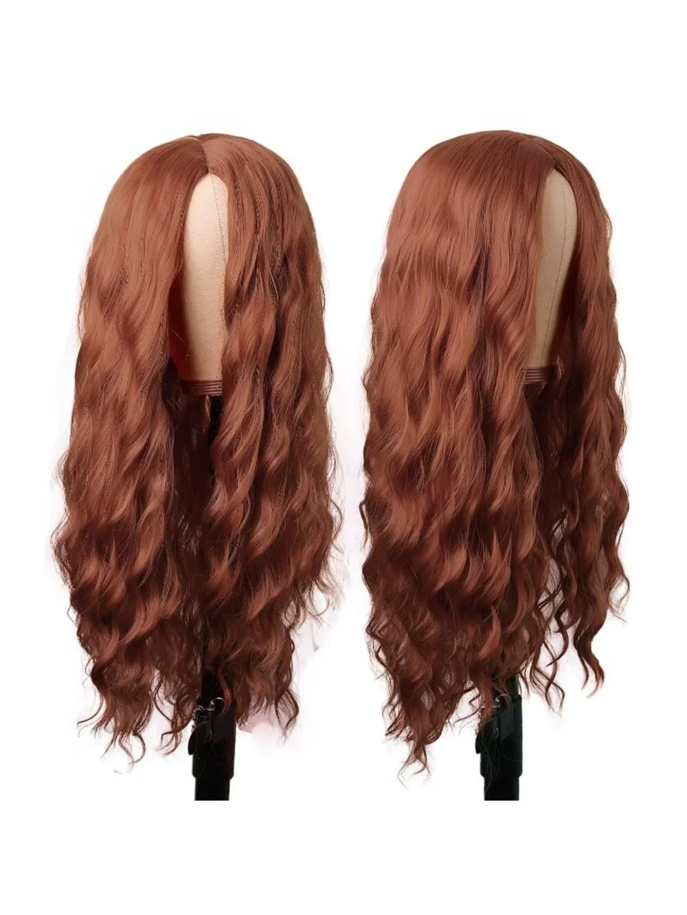 Women's Ginger Orange 28 Inch Synthetic Fiber Long Middle Part Curly Cosplay Wig